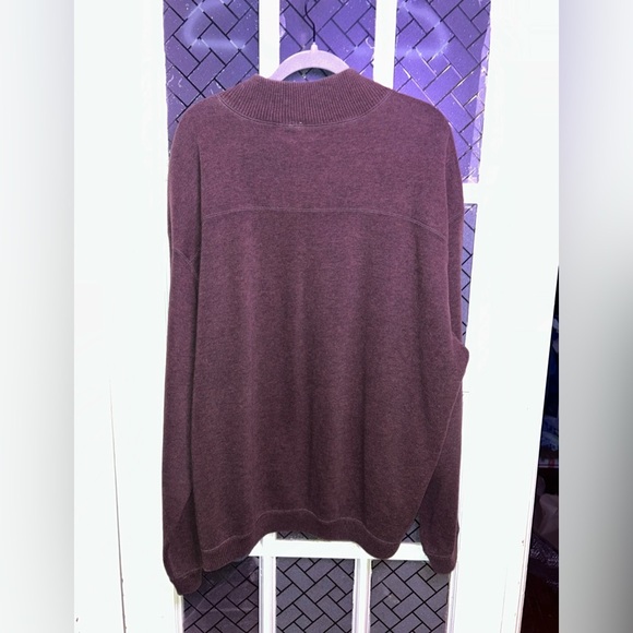 Tommy Bahama Men's 1/4 Zip Pullover Knit Sweater Brown Solid Mock Neck Cotton - Picture 4 of 12